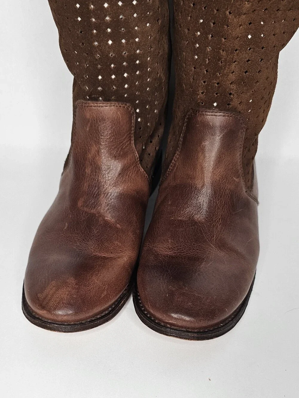Frye Leather Suede Sloutch Perforated Brown Riding Boots 9